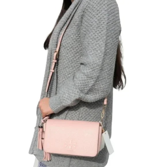 NEW Tory Burch Thea Pink Mini Leather Foldover Crossbody Bag Clutch Handbag NEW - Picture 5 of 7